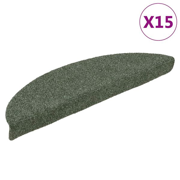 vidaXL Tappetini per scale autoadesivi 15 pz 56x17x3 cm verdi semicircolari