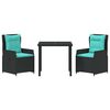 vidaXL Set da Pranzo per Giardino 3 pcs Nero Poly Rattan