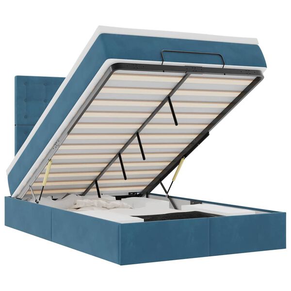 vidaXL Struttura Letto Pouf con Materassi Blu Scuro 120x200 cm Velluto