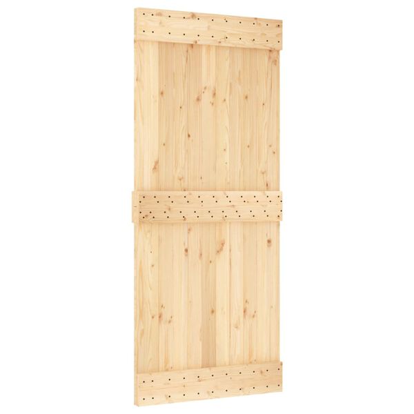 vidaXL Porta Scorrevole con Set Hardware 90x210 cm Legno Massello Pino