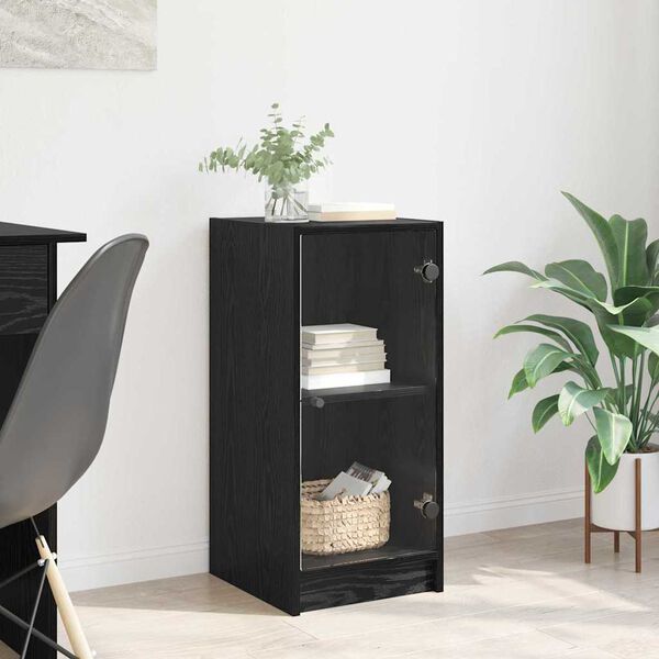 vidaXL Credenza Rovere nero 35 x 37 x 76 cm Legno multistrato