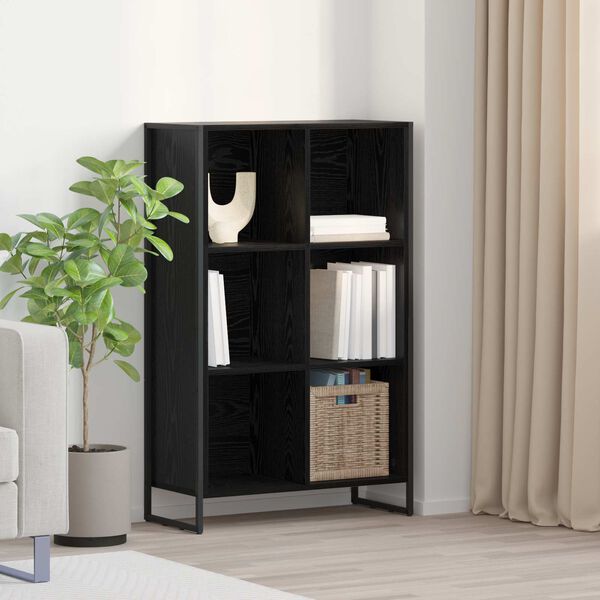 vidaXL Armadio per Libri Rovere Nero 99.5 x 30 x 108.5 cm