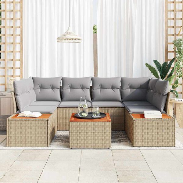 vidaXL Set Divano da Giardino con cuscino 6 pcs Beige Poly Rattan