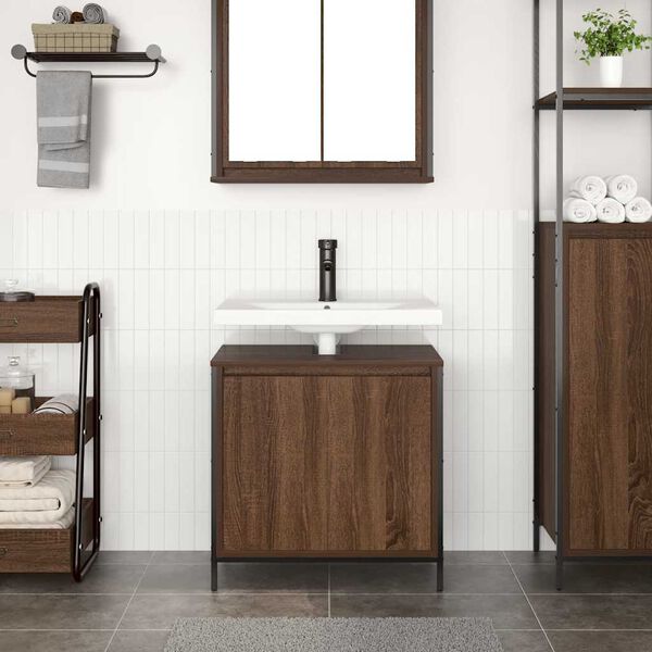 vidaXL Mobile Lavabo da Bagno Rovere Marrone 60x34,5x60 cm