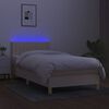 vidaXL Letto a Molle con Materasso e LED Crema 90x190 cm in Tessuto