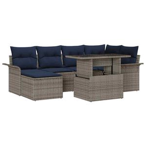 vidaXL Set Divano da Giardino 7 pcs Grigio Rattan in Polipropilene
