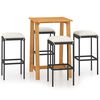 vidaXL Set da Bar da Giardino 5 pz con Cuscini Nero