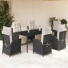 vidaXL Set da Pranzo da Giardino 7 pz Nero con Cuscini in Polyrattan