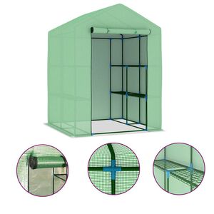 vidaXL Serra con Ripiani in Acciaio 143x143x195 cm