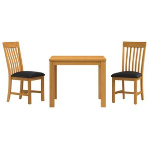 vidaXL Set da pranzo 3 pz Nero Legno di Quercia Massello