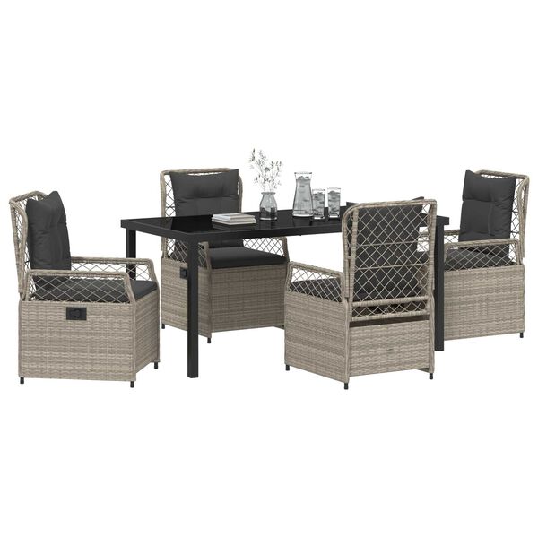 vidaXL Set da Pranzo per Giardino 5 pcs Grigio chiaro polyrattan