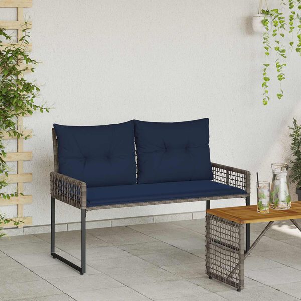vidaXL Panchina da esterno Grigio e Blu Navy 118 x 55 x 82 cm