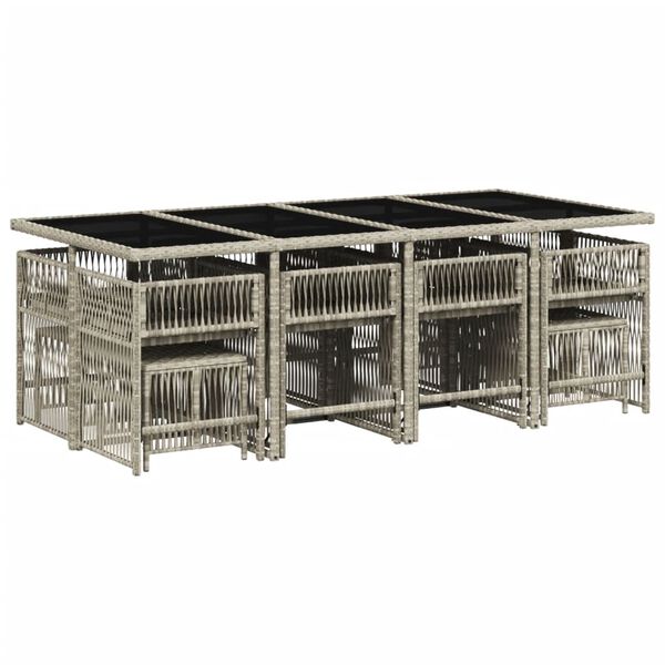 vidaXL Set da Pranzo da Giardino 13pz con Cuscini Grigio in Polyrattan