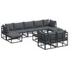 vidaXL Set Divano da Giardino con cuscino 10 pcs Nero Alluminio