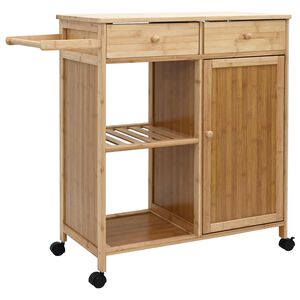 vidaXL Carrello da Cucina con Ruote Naturale 90,5 x 36 x 86,5 cm Bamb&ugrave;