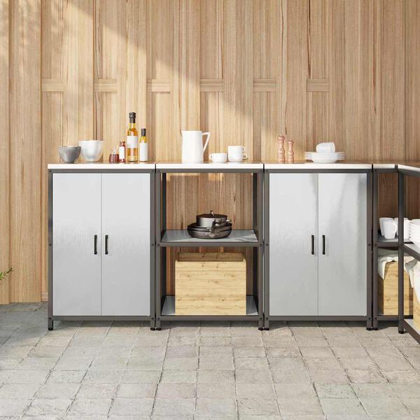 vidaXL Set di Stoccaggio per Cucina 3 pcs Argento Acciaio inossidabile