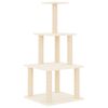 vidaXL Albero per Gatti con Tiragraffi in Sisal Crema 111 cm