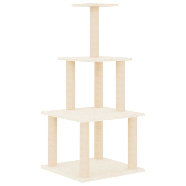 vidaXL Albero per Gatti con Tiragraffi in Sisal Crema 111 cm