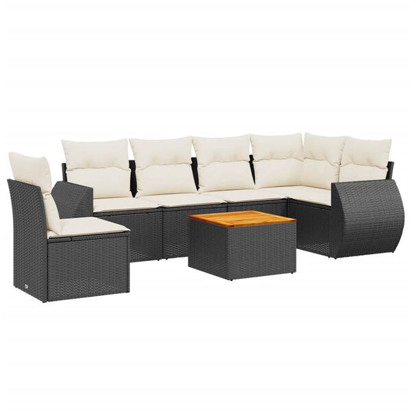 vidaXL Set Divani da Giardino con Cuscini 7pz Nero Polyrattan