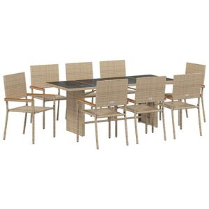 vidaXL Set da Pranzo per Giardino 9 pcs Beige polyrattan