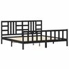 vidaXL Giroletto con Testiera Nero 200x200 cm in Legno Massello