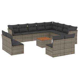 vidaXL Set Divani da Giardino 13 pz con Cuscini Grigio in Polyrattan