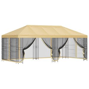 vidaXL Gazebo con pareti laterali 6 x 3 m Crema Poliestere e Acciaio