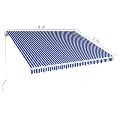 vidaXL Tenda da Sole Retrattile Manuale 400x300 cm Blu e Bianca