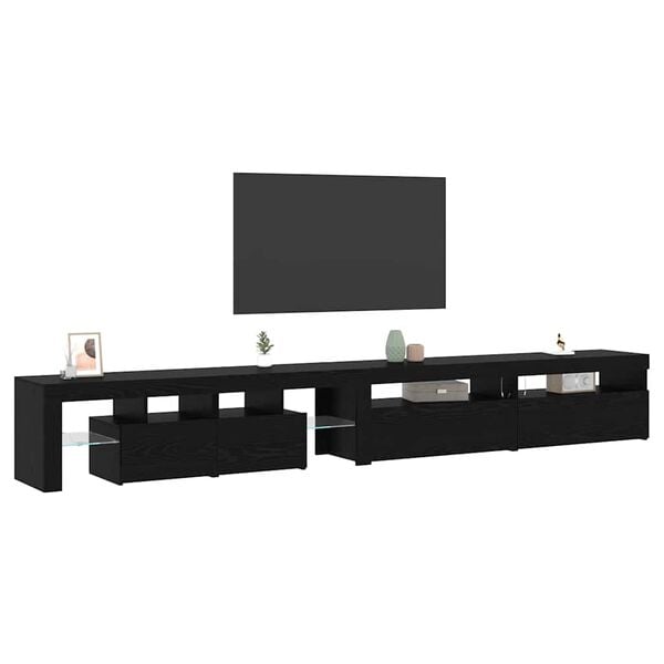vidaXL Mobile TV 3 pcs Rovere Nero 290 x 37 x 40 cm Legno multistrato