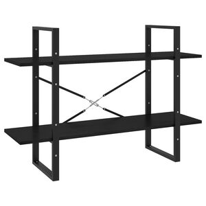vidaXL Libreria a 2 Ripiani Nera 100x30x70 cm in Massello di Pino