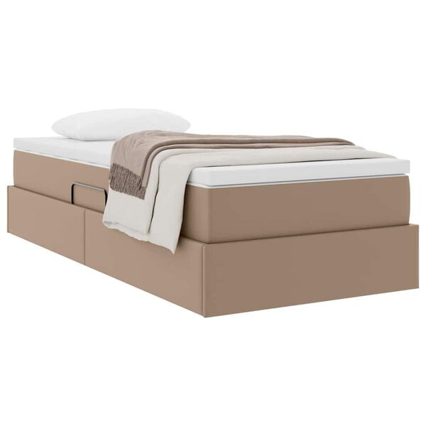 vidaXL Letto con contenitore e materasso Cappuccino 90 x 190 cm