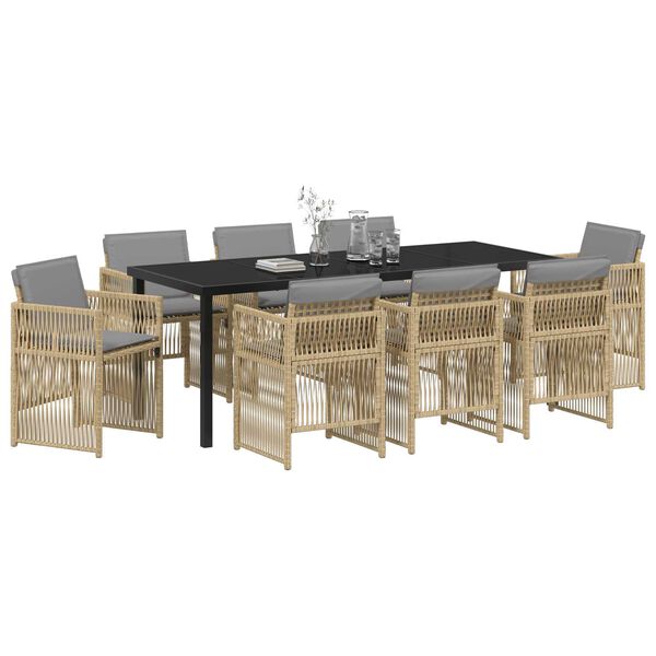 vidaXL Set da Pranzo per Giardino 9 pcs Beige