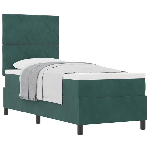 vidaXL Letto a molle con materasso Verde Scuro 80 x 200 cm Tessuto
