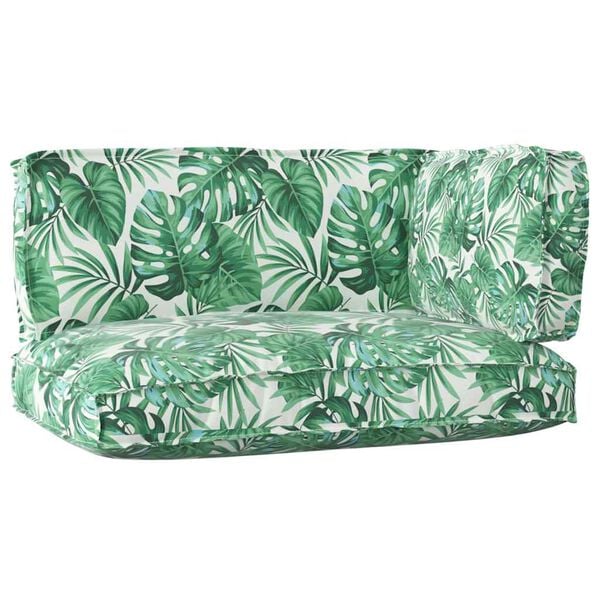 vidaXL Set di Cuscini per Pallet Floreale 3 pcs Motivo Foglia Verde