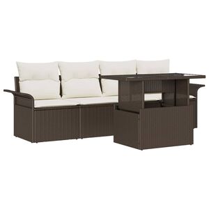 vidaXL Set Divano da Giardino 5 pcs Marrone Rattan in Polipropilene