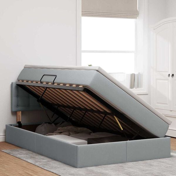 vidaXL Letto con contenitore e materasso Grigio chiaro 120 x 200 cm