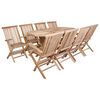 vidaXL Set di Mobili da Giardino 9 pz Naturale Legno di teak solido