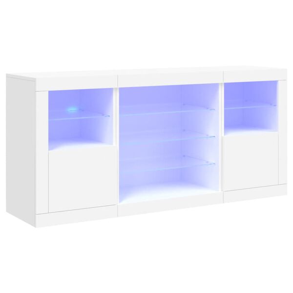 vidaXL Credenza con Luci LED Bianca 142,5x37x67 cm