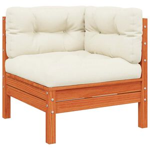 vidaXL Divano Angolare Giardino Cuscini Marrone Cera Massello di Pino