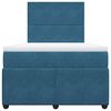 vidaXL Giroletto a Molle con Materasso Blu Scuro 120x200 cm in Velluto
