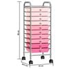 vidaXL Carrello Portaoggetti con 10 Cassetti Rosa Sfumato in Plastica