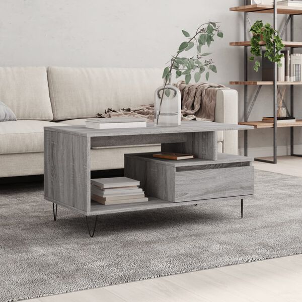 vidaXL Tavolino da Salotto Grigio Sonoma 90x49x45 cm Legno Multistrato