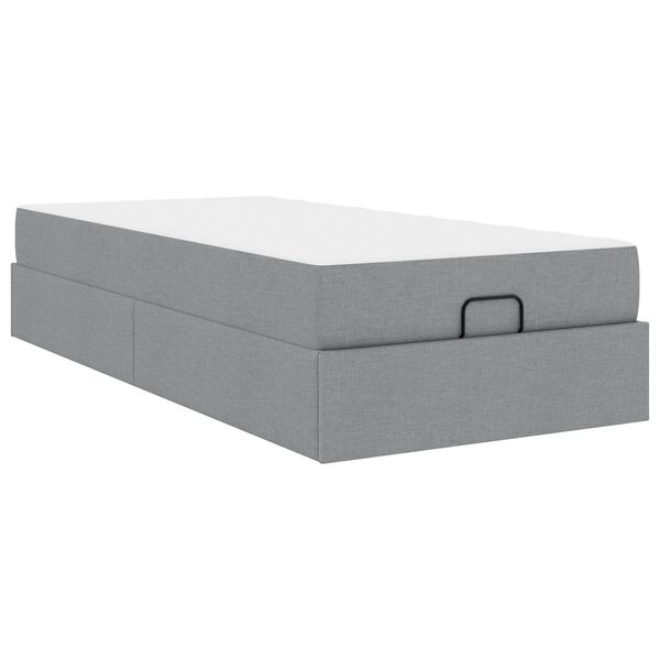 vidaXL Struttura letto con materasso 2 pcs Grigio chiaro Tessuto