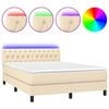 vidaXL Letto a Molle con Materasso e LED Crema 140x200 cm in Tessuto