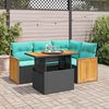 vidaXL Set Divani da Giardino 5 pz con Cuscini Nero Polyrattan Acacia