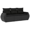 vidaXL Set Divani da Giardino 3 pz con Cuscini in Polyrattan Nero