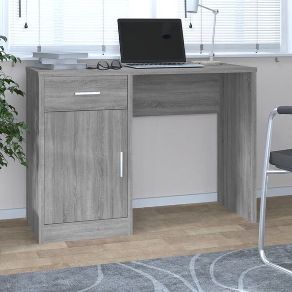 vidaXL Scrivania Cassetto grigio sonoma 100x40x73cm Legno Multistrato