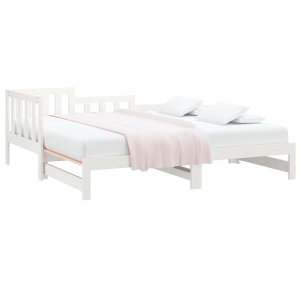 vidaXL Dormeuse Estraibile Bianca 2x(90x200) cm Legno Massello di Pino