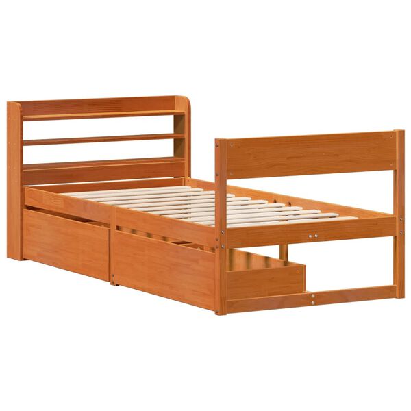vidaXL Letto senza Materasso Marrone Cera 75x190 cm in Legno di Pino