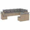 vidaXL Set Divano da Giardino 10 pz con Cuscini Beige in Polyrattan